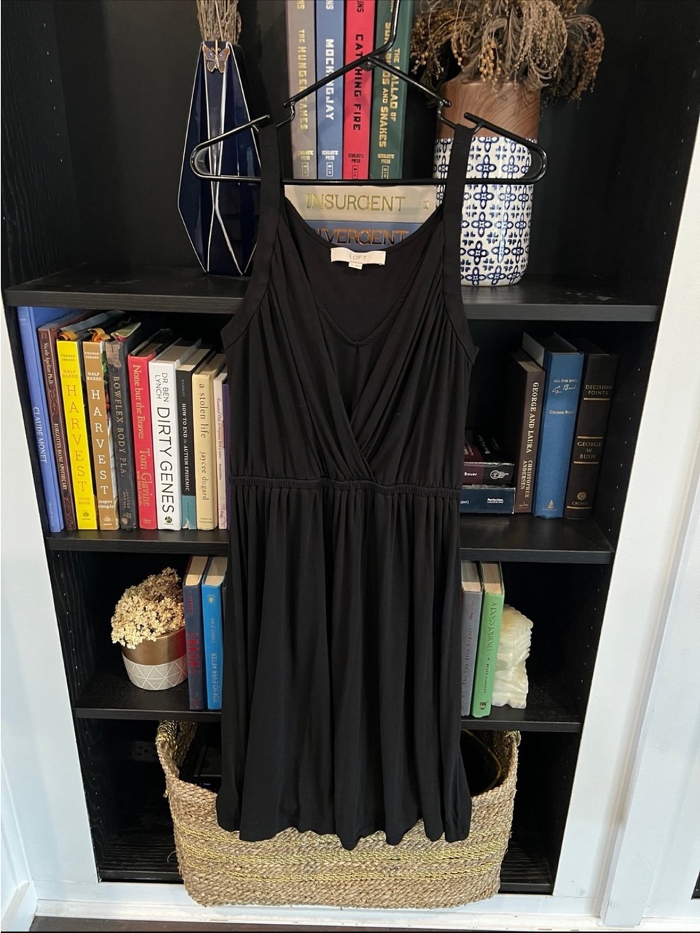 LOFT Black Top with Subtle Scoop Neck